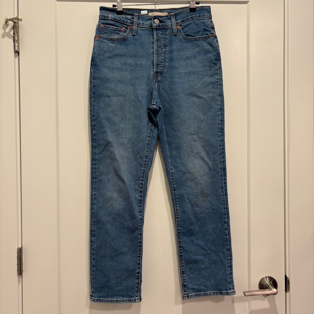 Levis Wedgie Straight Jeans Womens 30 Blue High Rise Denim Button Fly 5121